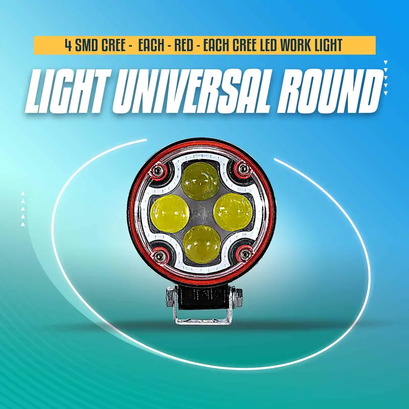 4 Smd Cree Light Universal Round Red - Each - Cree Led Work Light Flood Spot Light Offroad Driving Led Light Bar 1