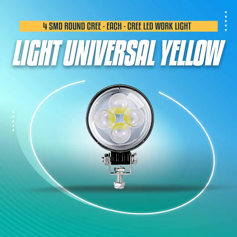 4 Smd Round Cree Light Universal Yellow Round - Each - Cree Led Work Light Flood Spot Light Offroad Driving Led Light Bar 1