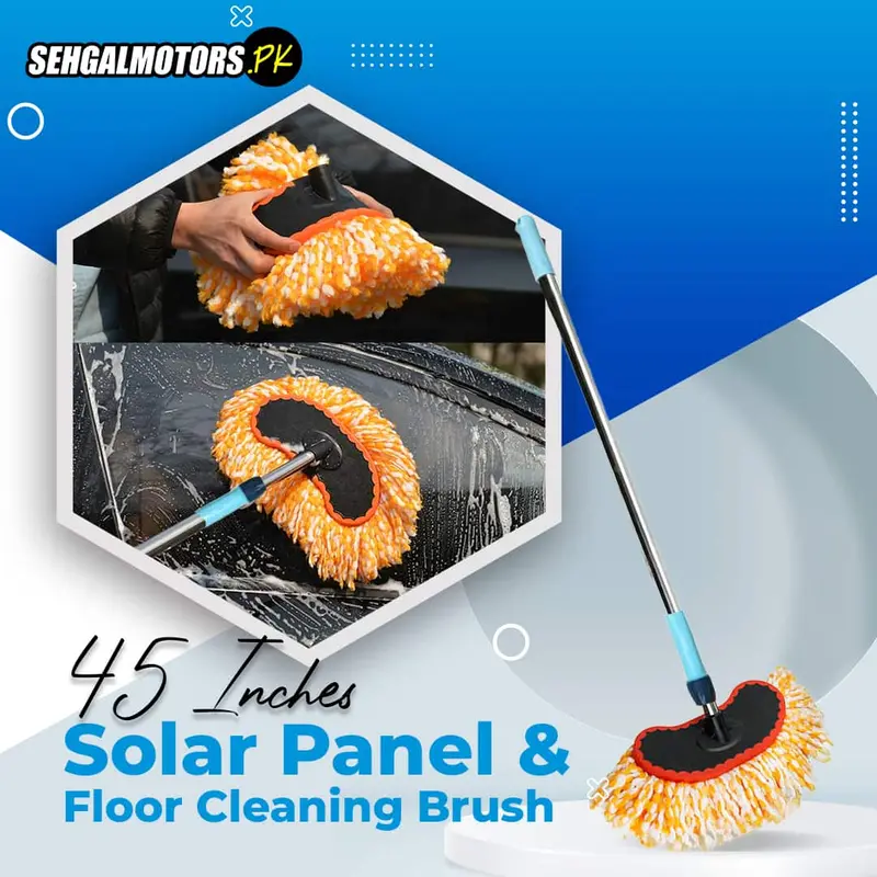 45 Inch Solar Panel & Floor Cleaning Brush - Car Wash Extendable Noodle Duster 1