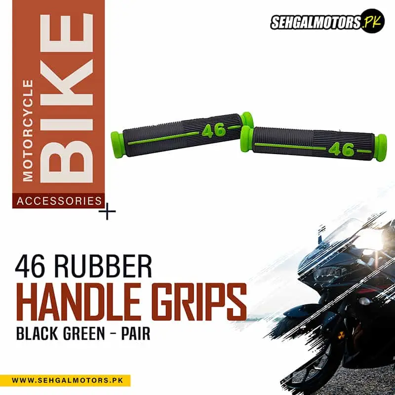 46 Rubber Motorcycle Bike Front Brake And Clutch Lever Grips Pair - Black Green 1