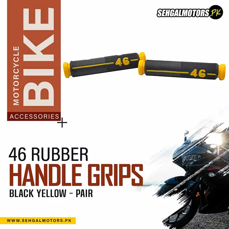 46 Rubber Motorcycle Bike Front Brake And Clutch Lever Grips Pair - Black Yellow 1