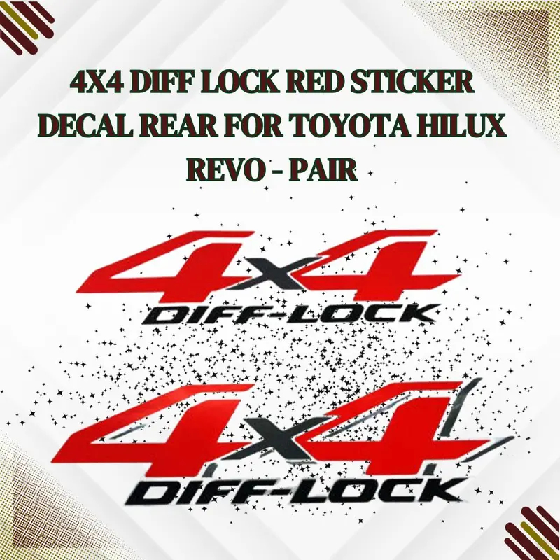 4X4 Diff Lock Red Sticker Decal Rear For Toyota Hilux Revo - Pair - 27Cm X 8Cm 1