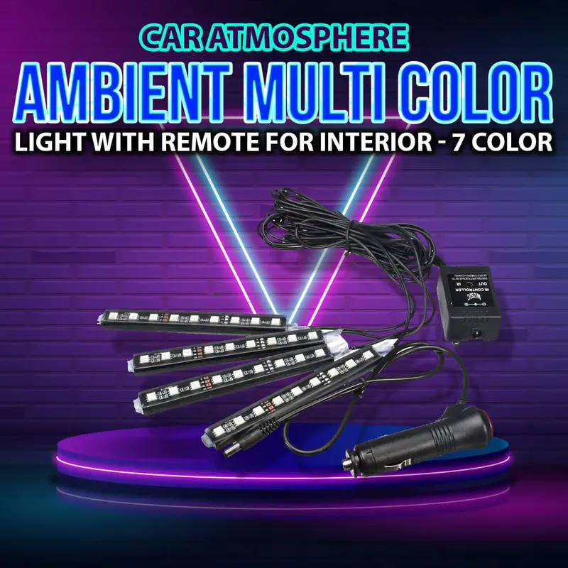 7 Color Led Car Interior Ambient Light | Remote Controlled - Atmosphere Lighting 1