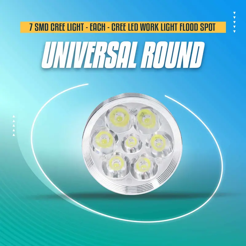 7 Smd Cree Light Universal Round - Each - Cree Led Work Light Flood Spot Light Offroad Driving Led Light Bar 1
