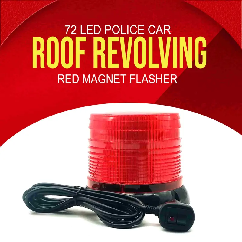 72 Led Police Car Roof Revolving Red Magnet Flasher 12V-24V 12.5X13 Cm 1