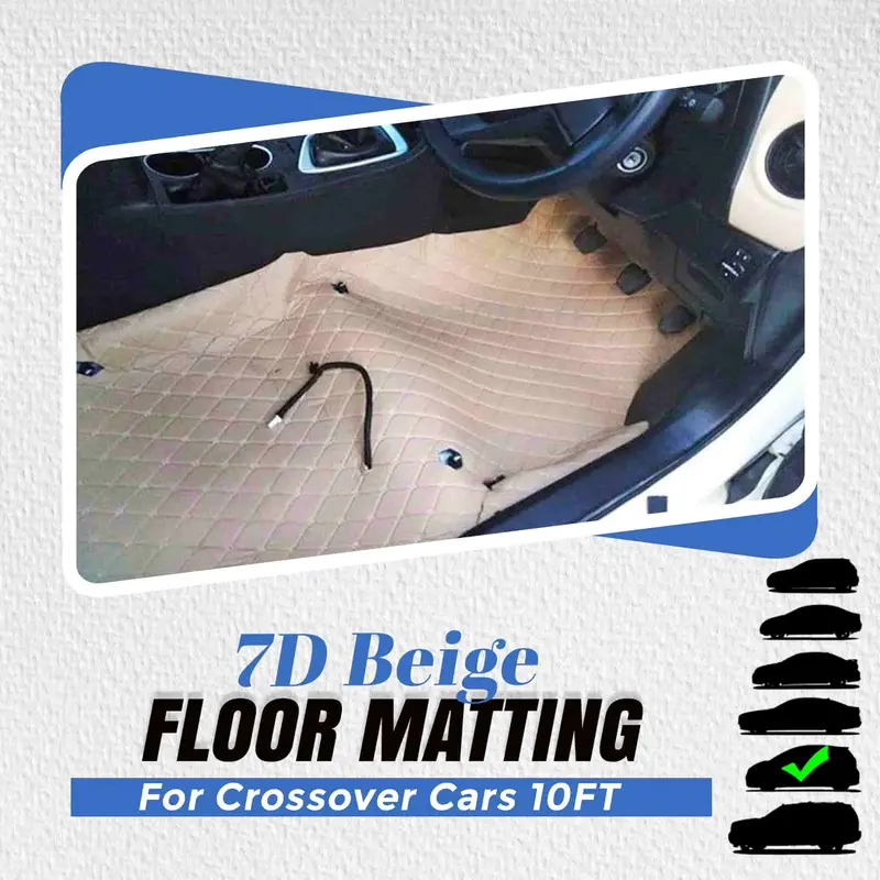 7D Beige Beige Floor Matting For Crossover Cars 10Ft 1