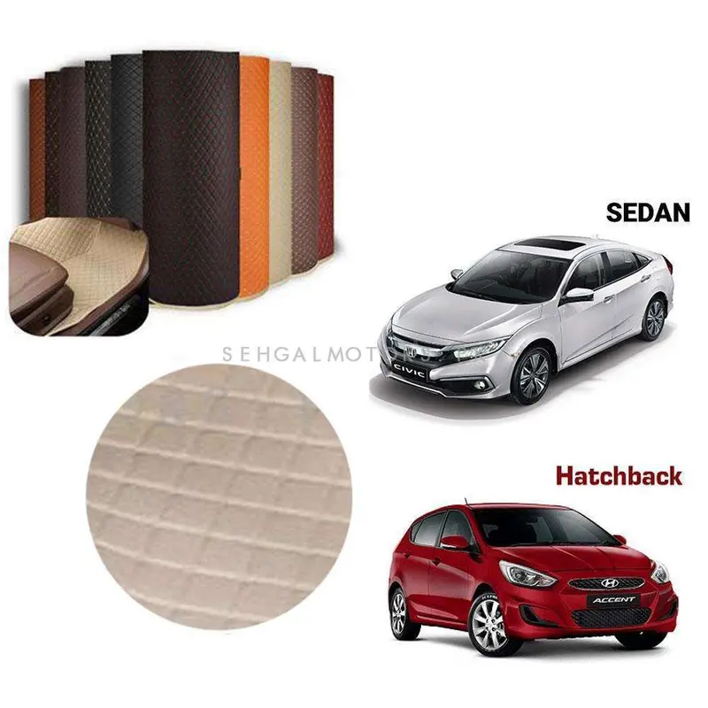 7D Beige Beige Floor Matting For Sedan Hatchback Cars 7Ft 2