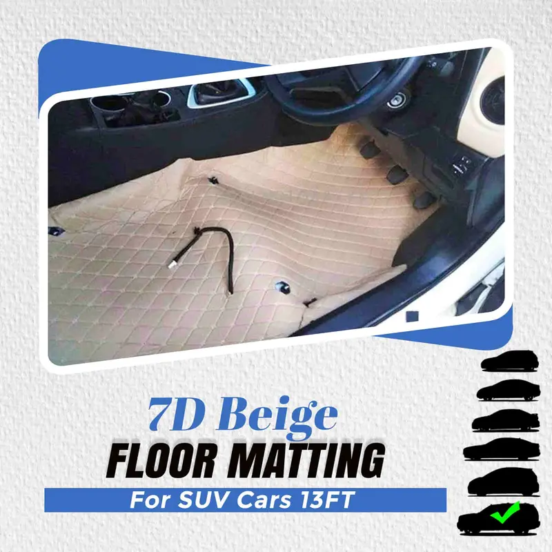 7D Beige Beige Floor Matting For Suv Cars 13Ft 1