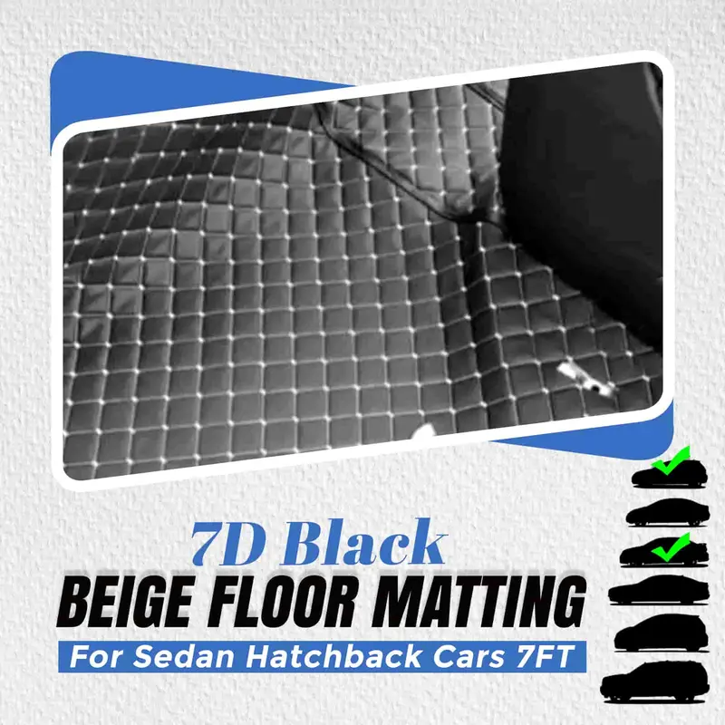 7D Black Beige Floor Matting For Sedan Hatchback Cars 7Ft 1