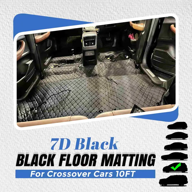 7D Black Black Floor Matting For Crossover Cars 10Ft 1