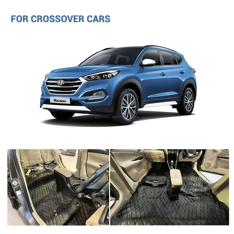 7D Black Black Floor Matting For Crossover Cars 10Ft 2