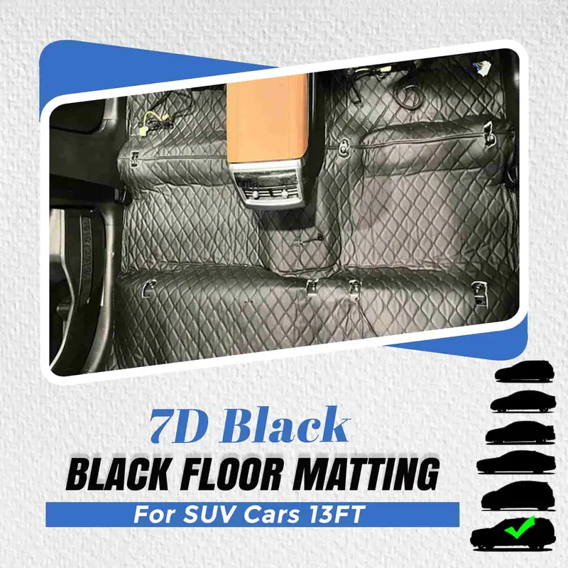 7D Black Black Floor Matting For Suv Cars 13Ft 1