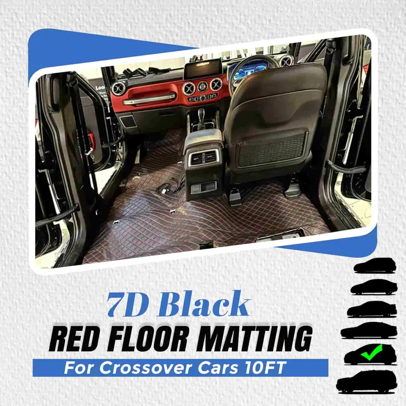 7D Black Red Floor Matting For Crossover Cars 10Ft 1