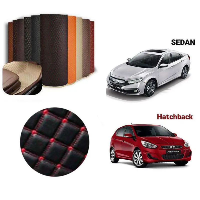 7D Black Red Floor Matting For Sedan Hatchback Cars 7Ft 2