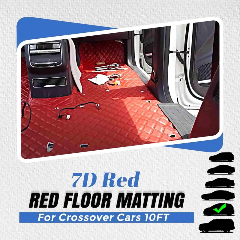 7D Red Red Floor Matting For Crossover Cars 10Ft 1