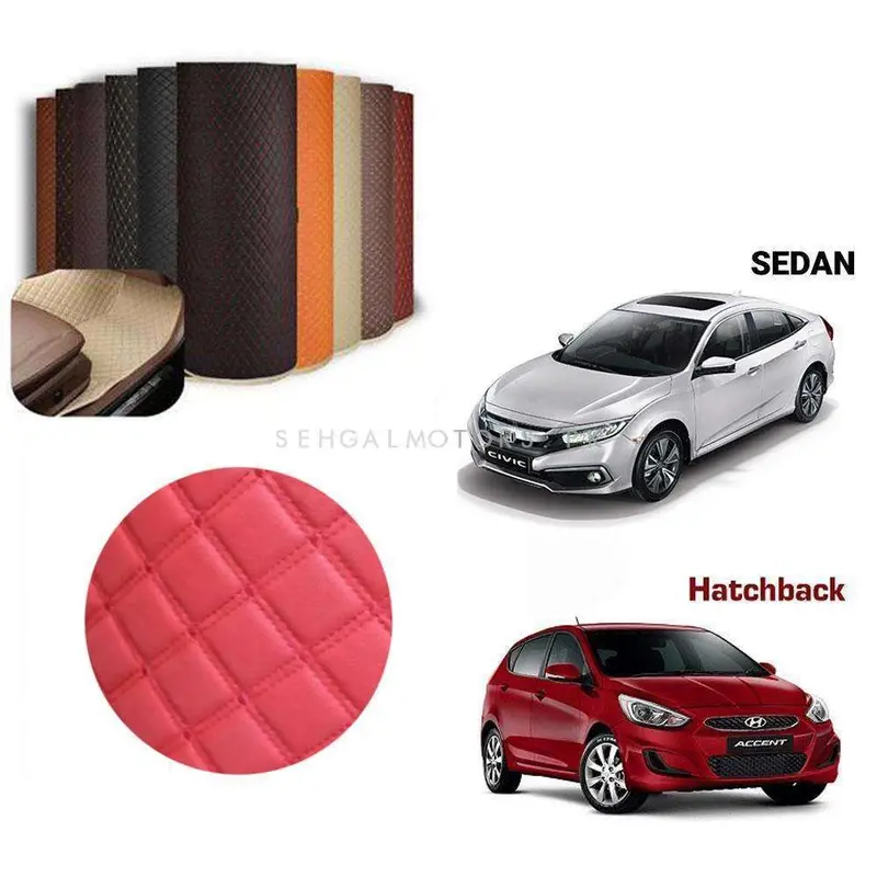 7D Red Red Floor Matting For Sedan Hatchback Cars 7Ft 2