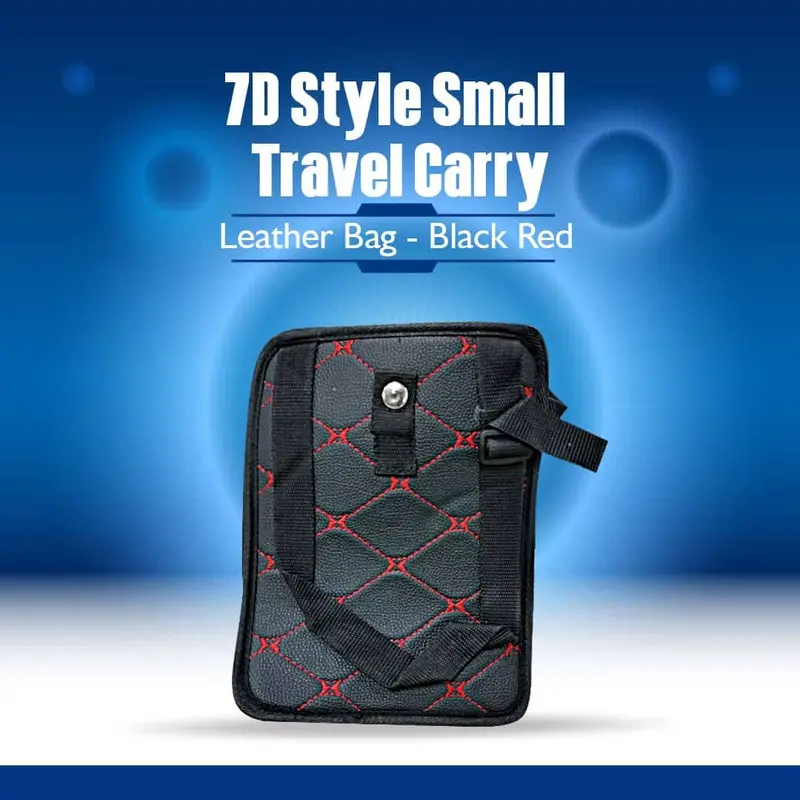 7D Style Small Travel Carry Leather Bag - Black Red 1