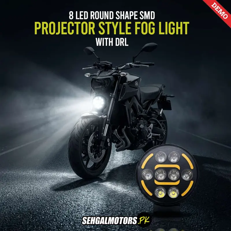 8 Led Round Shape Smd Projector Style With Drl Fog Light For Bike 1
