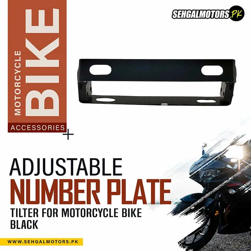 Adjustable Number Plate Tilter For Motorcycle Bike - Black 1