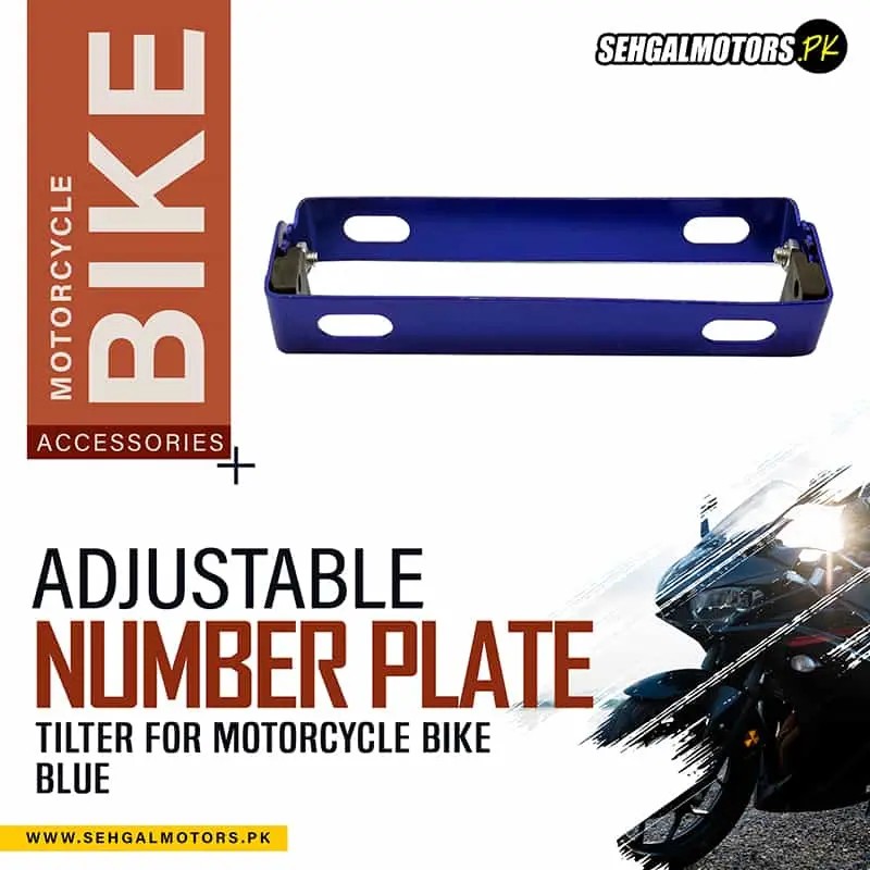 Adjustable Number Plate Tilter For Motorcycle Bike - Blue 1