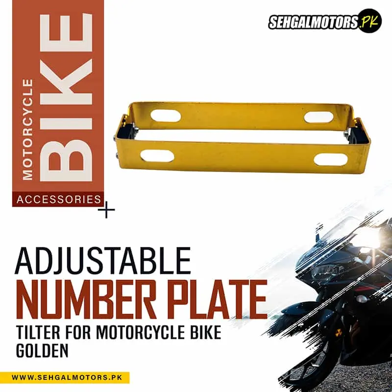 Adjustable Number Plate Tilter For Motorcycle Bike - Golden 1