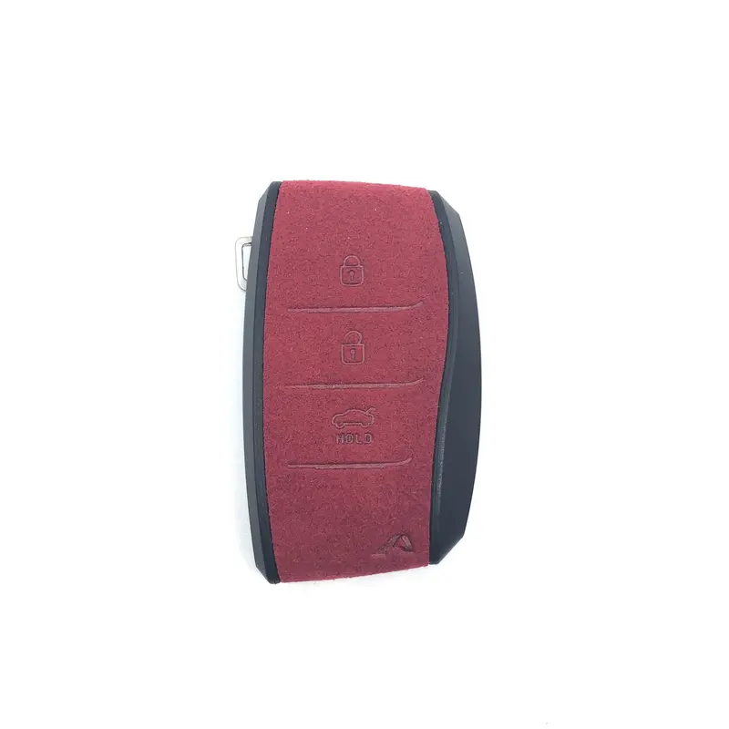 Aegis Aero Alcantara Leather Hyundai Elantra (600) 3 Button Smart Car Key Holder - Red 1