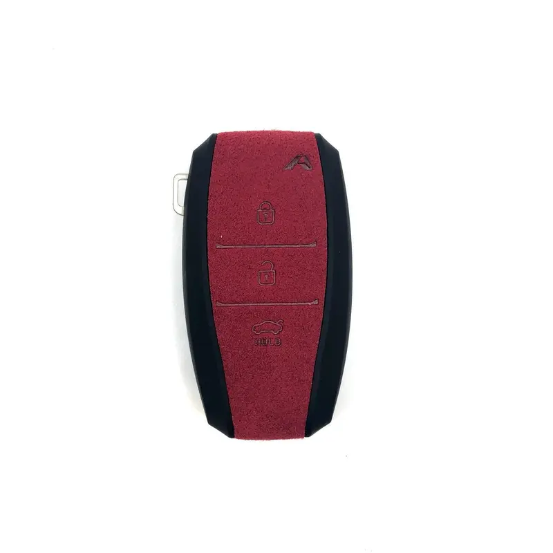 Aegis Aero Alcantara Leather Hyundai I30 (2600) 3 Button Smart Car Key Holder - Red 1