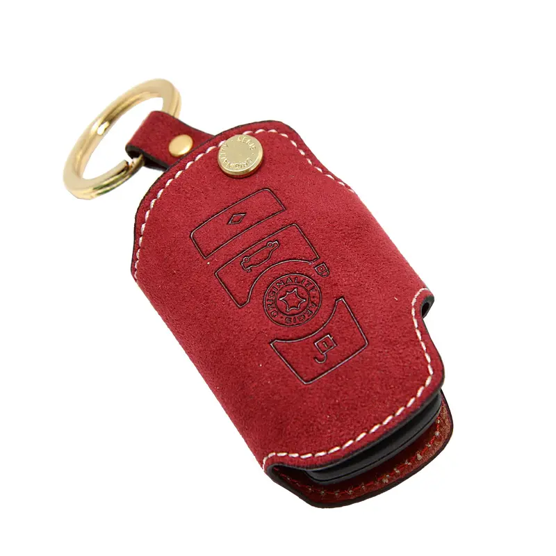 Aegis Alcantara Bmw2 Smart Car Key Holder - Red 1