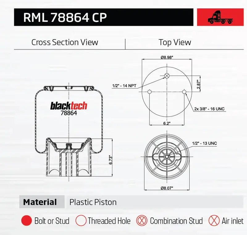 Air Spring Air Bag Rolling Lobe Btc8864 1