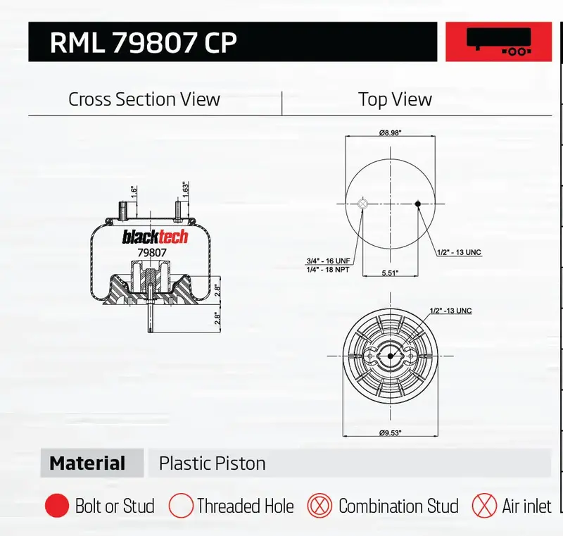 Air Spring Air Bag Rolling Lobe Btc9807 1