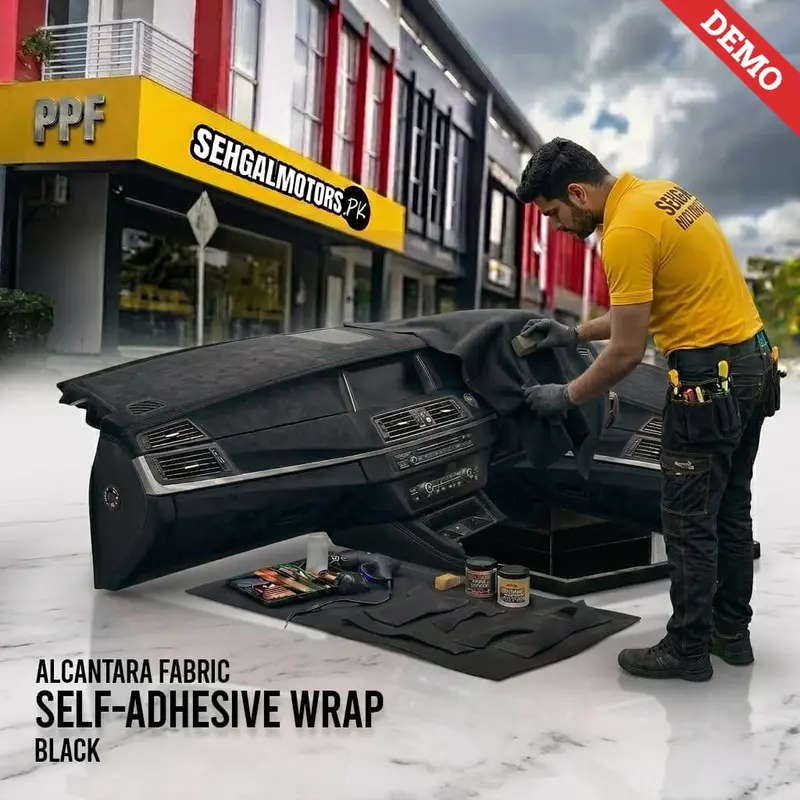 Alcantara Fabric Self-Adhesive Wrap - Black Per Rf - 12 Inch X 48 Inch 1