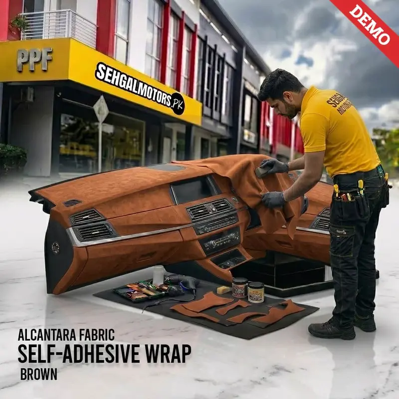 Alcantara Fabric Self-Adhesive Wrap - Brown Per Rf - 12 Inch X 48 Inch 1