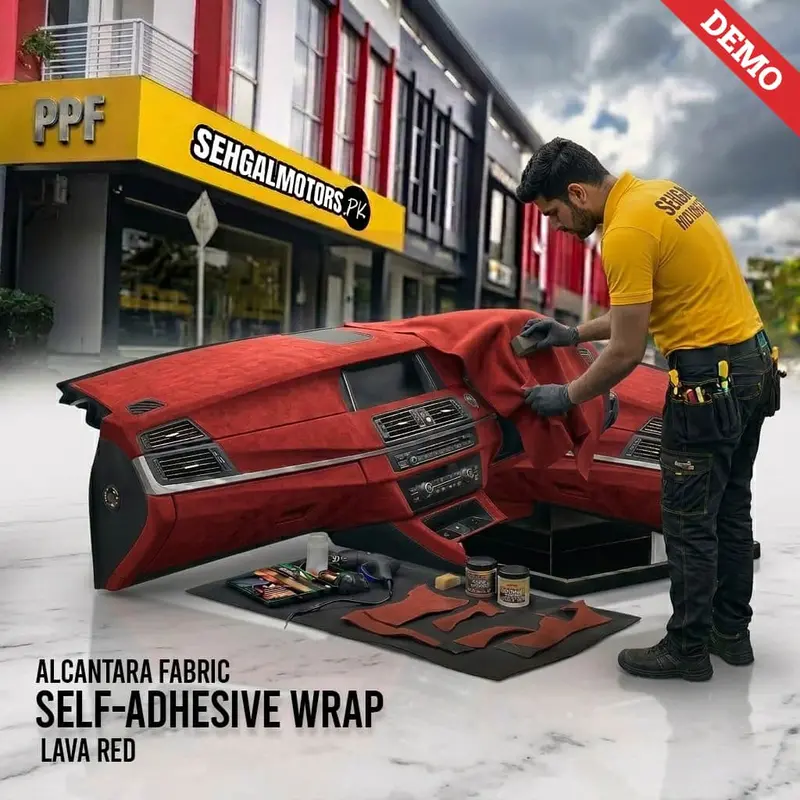 Alcantara Fabric Self-Adhesive Wrap - Lava Red Per Rf - 12 Inch X 48 Inch 1