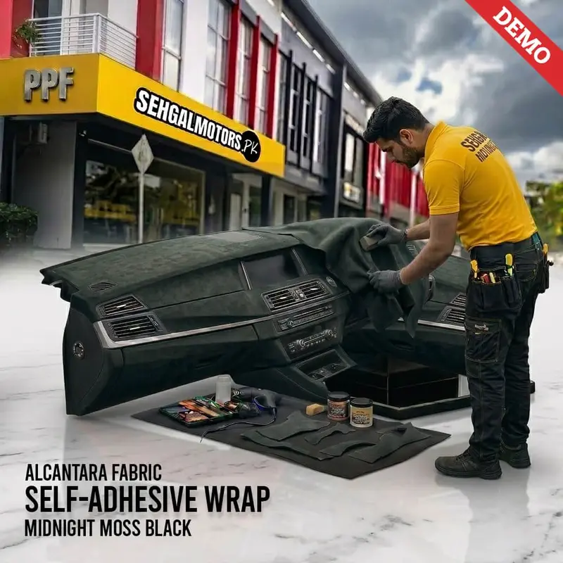 Alcantara Fabric Self-Adhesive Wrap - Midnight Moss Black Per Rf - 12 Inch X 48 Inch 1