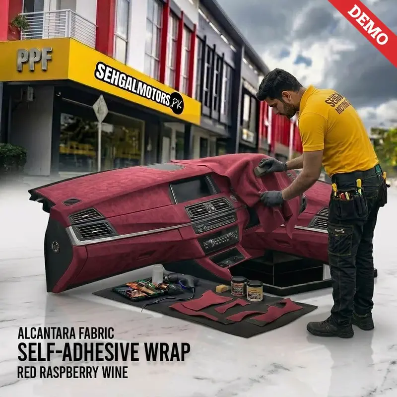 Alcantara Fabric Self-Adhesive Wrap - Red Raspberry Wine Per Rf - 12 Inch X 48 Inch 1