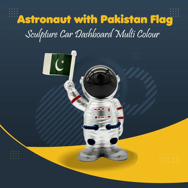Astronaut With Pakistan Flag Sculpture Car Dashboard Multi Colour 1