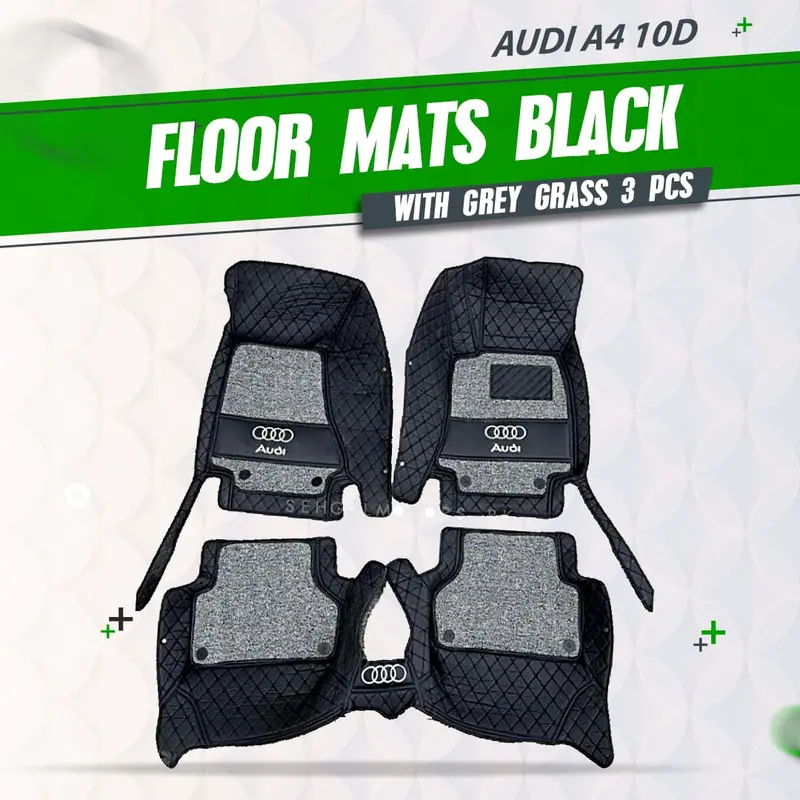 Audi A4 10D Floor Mats Mix Thread Black With Grey Grass 2016 - 2021 - - 3 Pcs 1