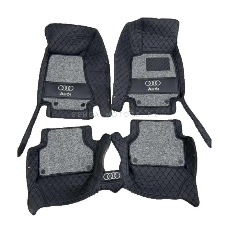 Audi A4 10D Floor Mats Mix Thread Black With Grey Grass 2016 - 2021 - - 3 Pcs 2