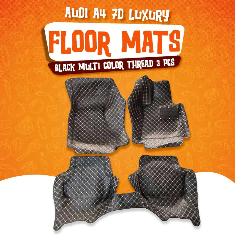 Audi A4 7D Luxury Floor Mats - Black - 3 Pcs Set 2006 - 2012 1