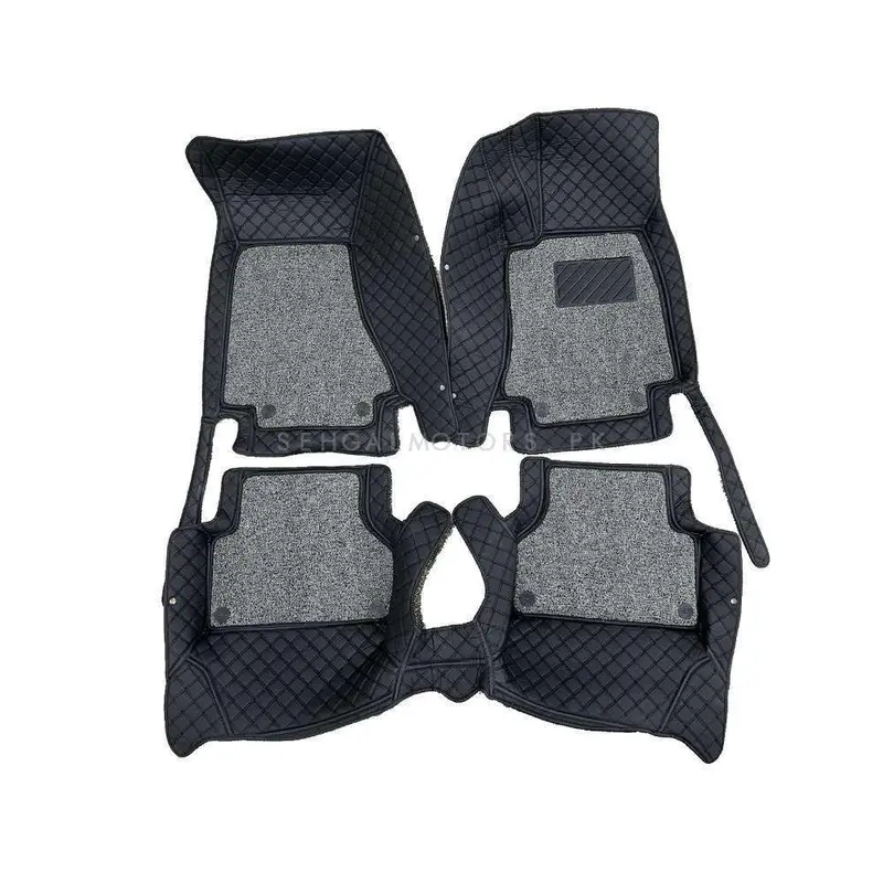 Audi A4 9D Floor Mats Mix Thread 3 Pcs 2016 - 2021 - Black And Grey 2