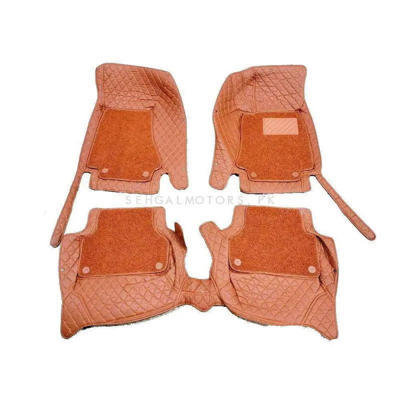 Audi A4 9D Floor Mats Mix Thread 3 Pcs 2016 - 2021 - Brown Grass With Brown 2
