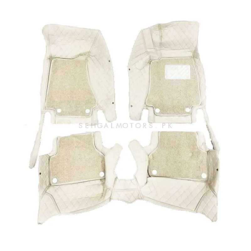 Audi A4 9D Floor Mats Mix Thread Grass 3 Pcs 2016 - 2021 - Beige With Beige 2