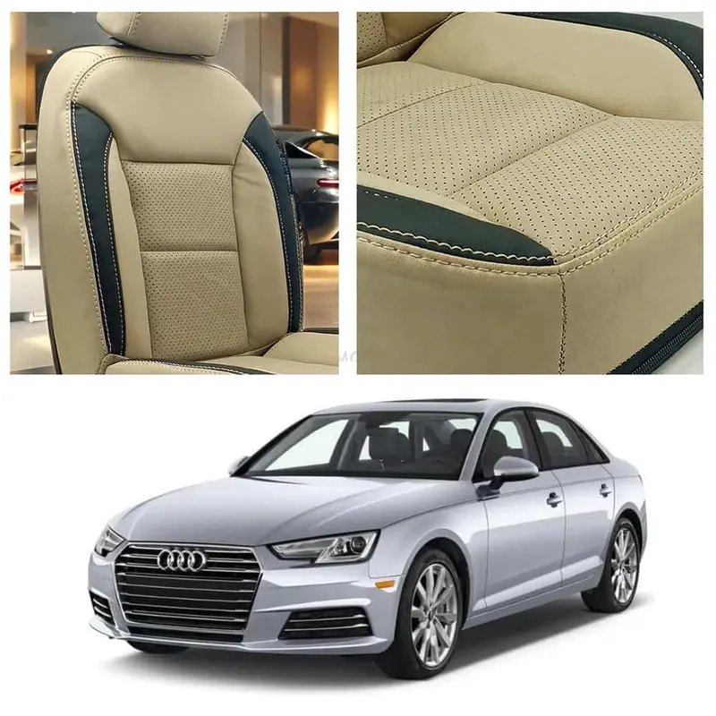 Audi A4 Breathable Beige Black Seat Covers 2021-2024 1