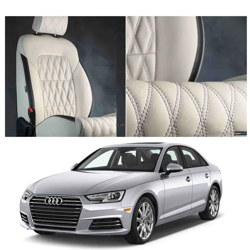 Audi A4 Diamond Cut Beige Black Seat Covers 2021 - 2025 1