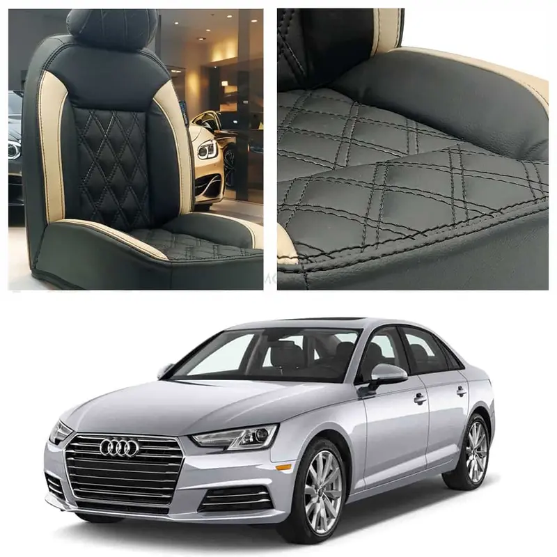 Audi A4 Diamond Cut Black Beige Seat Covers 1