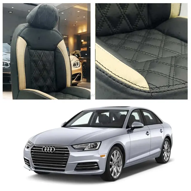 Audi A4 Diamond Cut Black Beige Seat Covers 1