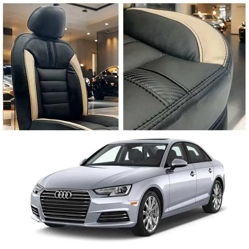 Audi A4 Hockey Design Black Beige Seat Covers 2021 - 2025 1