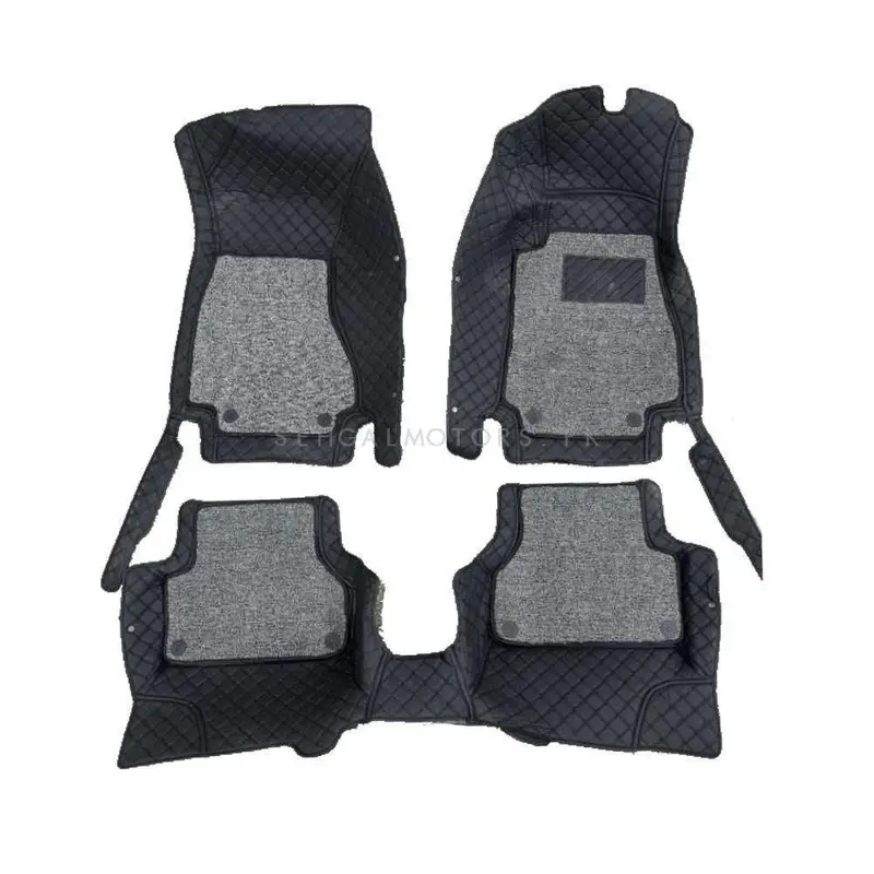Audi A5 9D Floor Mats Mix Thread Grass 3 Pcs 2017 - 2021 - Black With Grey 2