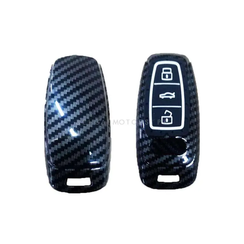 Audi A5/A6 Plastic Protection Key Cover Carbon Fiber 2011 - 2021 - With Black Pvc 3 Button 2