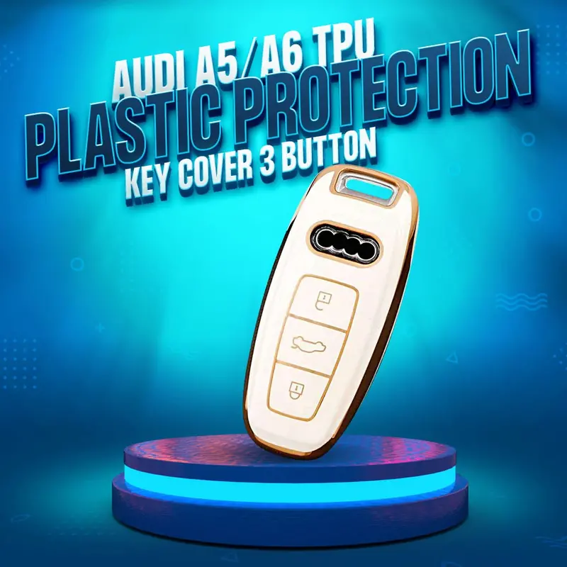Audi A5/A6 Tpu Plastic Protection Key Cover 3 Button - White 2011 - 2021 1